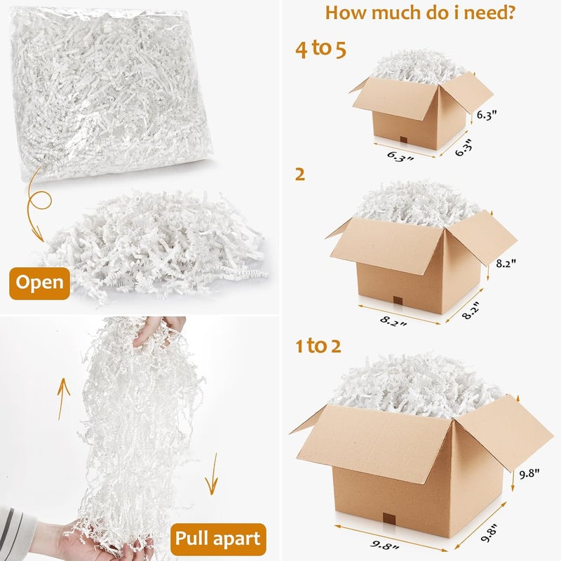 WUINOID Valentines White Crinkle Cut Paper Shred Filler for Gift Baskets Box Bags 1/2 LB, Shredded Paper Grass for Bridesmaid Engagement Wedding Valentine's Day Mother's Day Easter Christmas Holiday Packaging Wrapping - Image 2